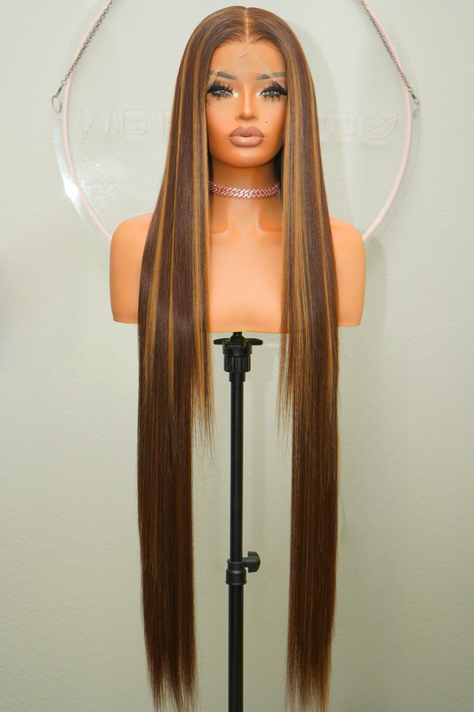 #4/27 HIGH LIGHT 13x6 40-Inch Lace Frontal Premium Fiber Blend Wig - Heat-Resistant, Luxury Long Wig for Glamorous Styling