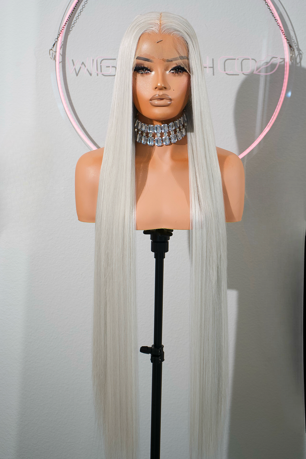 FLASH SALE DEAL LIMITED TIME⚡️ICY GRAY 13x6 40-Inch Lace Frontal Premium Fiber Blend Wig - Heat-Resistant, Luxury Long Wig for Glamorous Styling