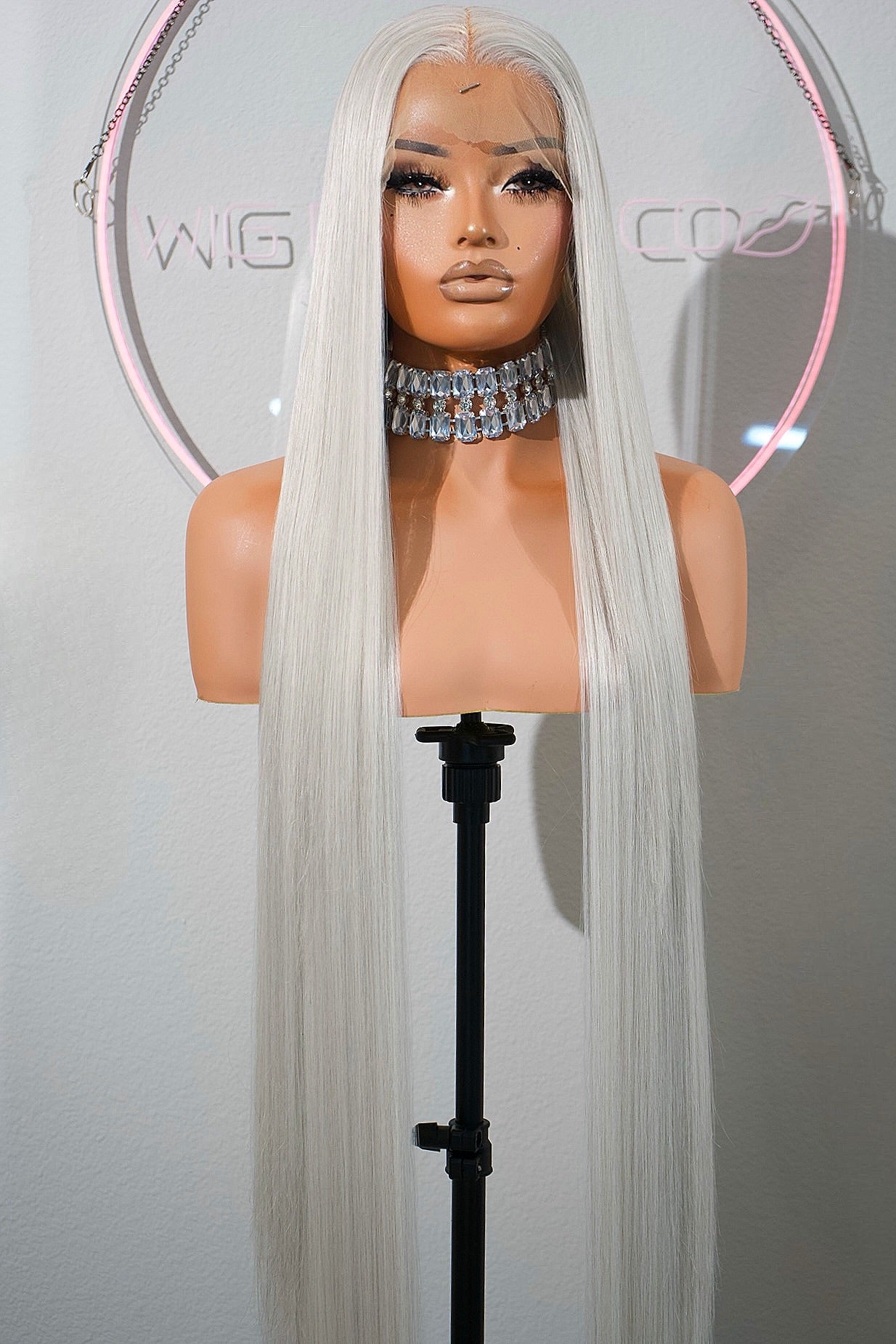 FLASH SALE DEAL LIMITED TIME⚡️ICY GRAY 13x6 40-Inch Lace Frontal Premium Fiber Blend Wig - Heat-Resistant, Luxury Long Wig for Glamorous Styling