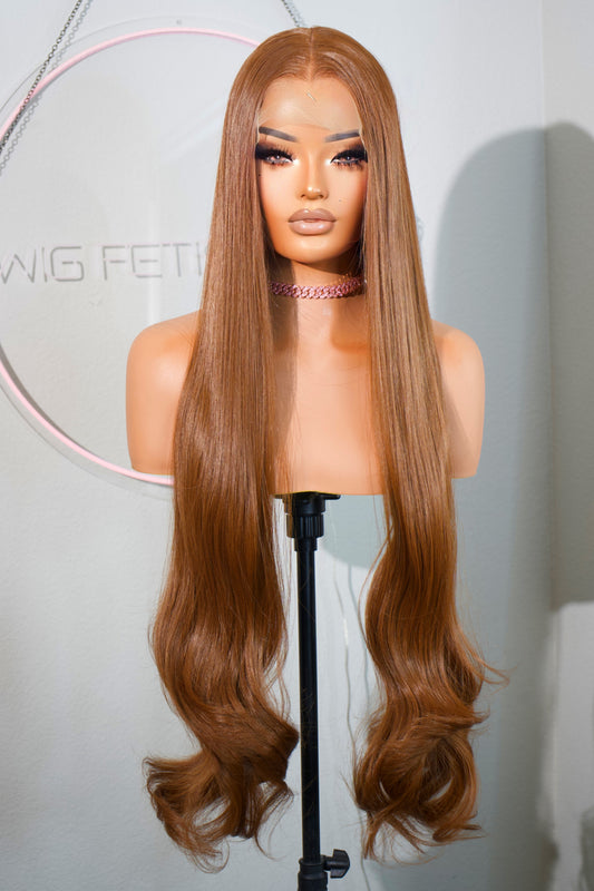 HD TRANSPARENT 13x6 PREMIUM FIBER HEAT RESISTANT 34” SYNTHETIC BLEND WIG- Cinnamon