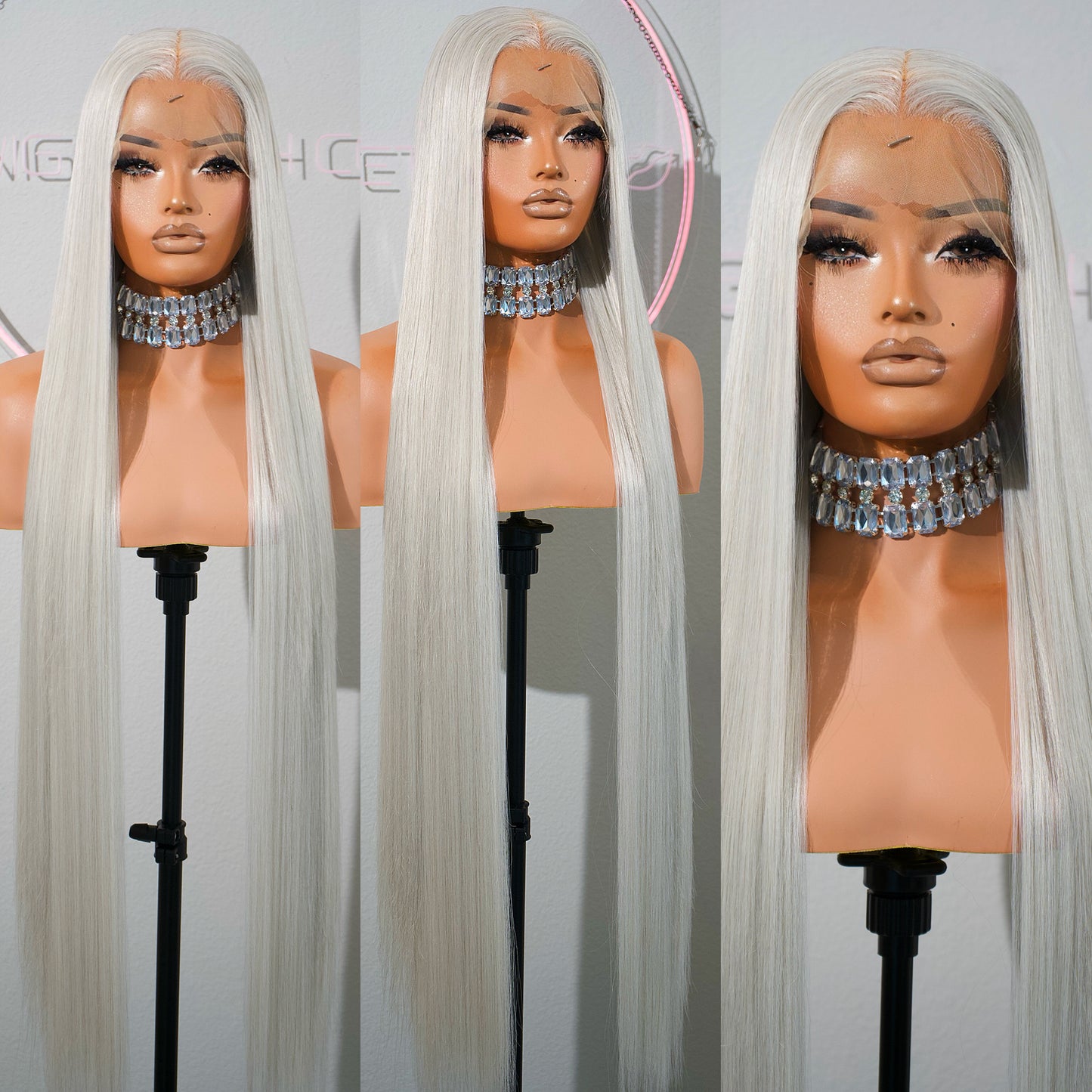 FLASH SALE DEAL LIMITED TIME⚡️ICY GRAY 13x6 40-Inch Lace Frontal Premium Fiber Blend Wig - Heat-Resistant, Luxury Long Wig for Glamorous Styling
