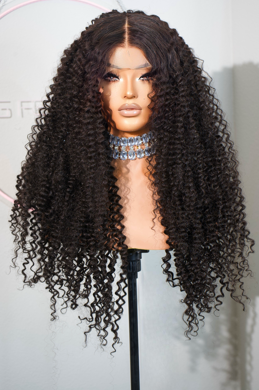 Lux Human Blend 2.0 Wig Black Kinky Curl 30” 13x6 Lace Frontal Wig