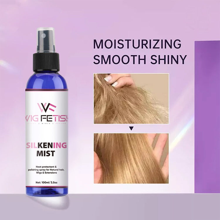(Synthetic Hair & Human Hair Silkening Polishing Heat Protection Mist Spray) 3.5oz
