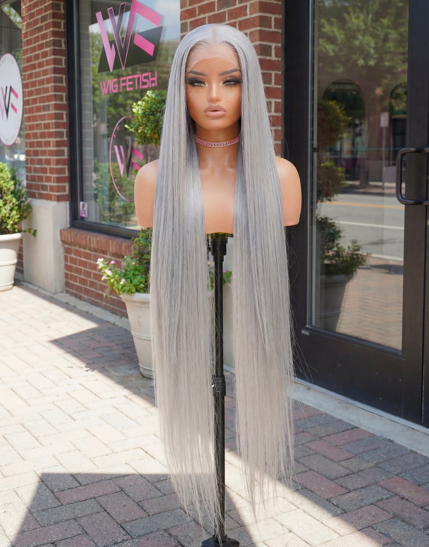 ICY GRAY 13x6 40-Inch Lace Frontal Premium Fiber Blend Wig - Heat-Resistant, Luxury Long Wig for Glamorous Styling