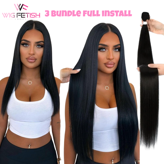 LUX HIGH QUALITY SYNTHETIC HEAT RESISTANT HAIR EXTENSION STRAIGHT 1 BUNDLE 36” (pre-launch)