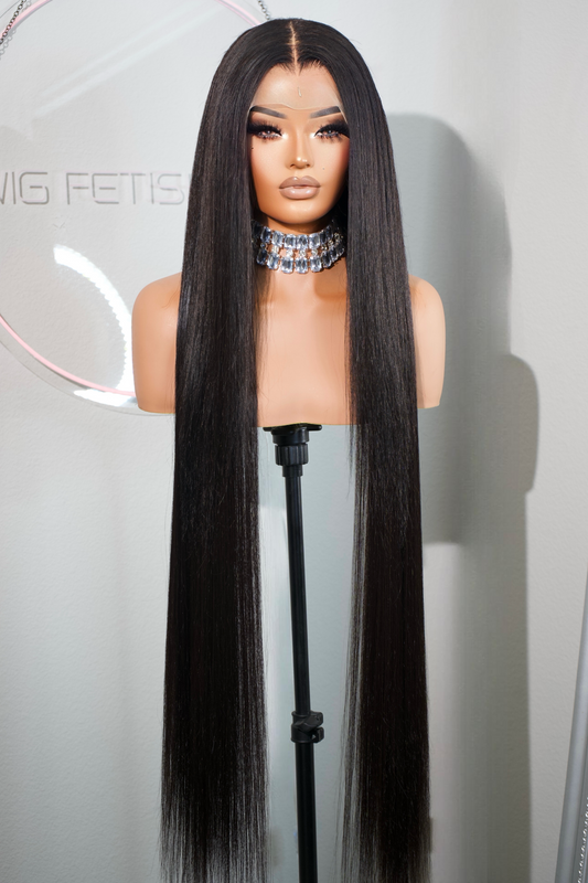 Lux Human Premium Blend 2.0  Black 40” 13x6 Lace Frontal Wig