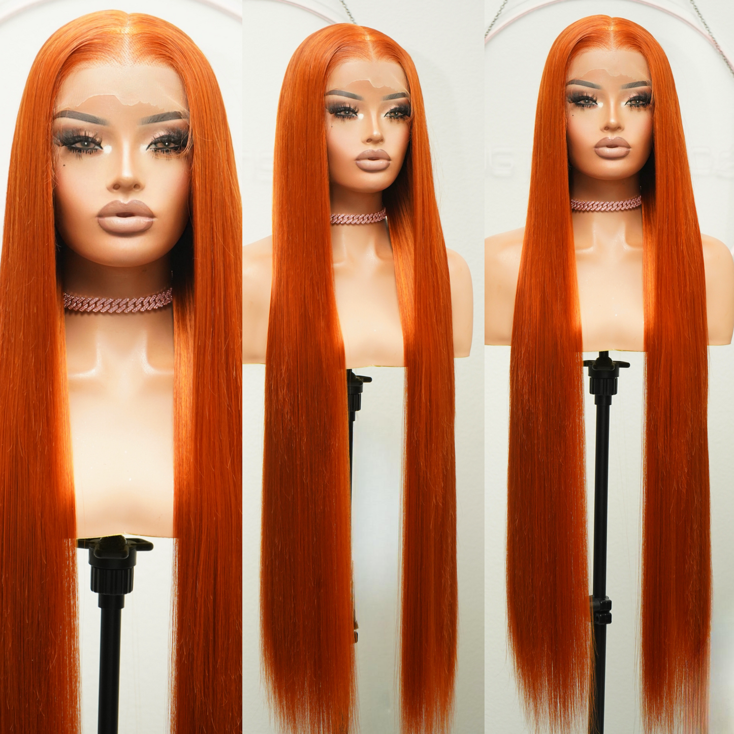 ORANGE 13x6 40-Inch Lace Frontal Premium Fiber Blend Wig - Heat-Resistant, Luxury Long Wig for Glamorous Styling