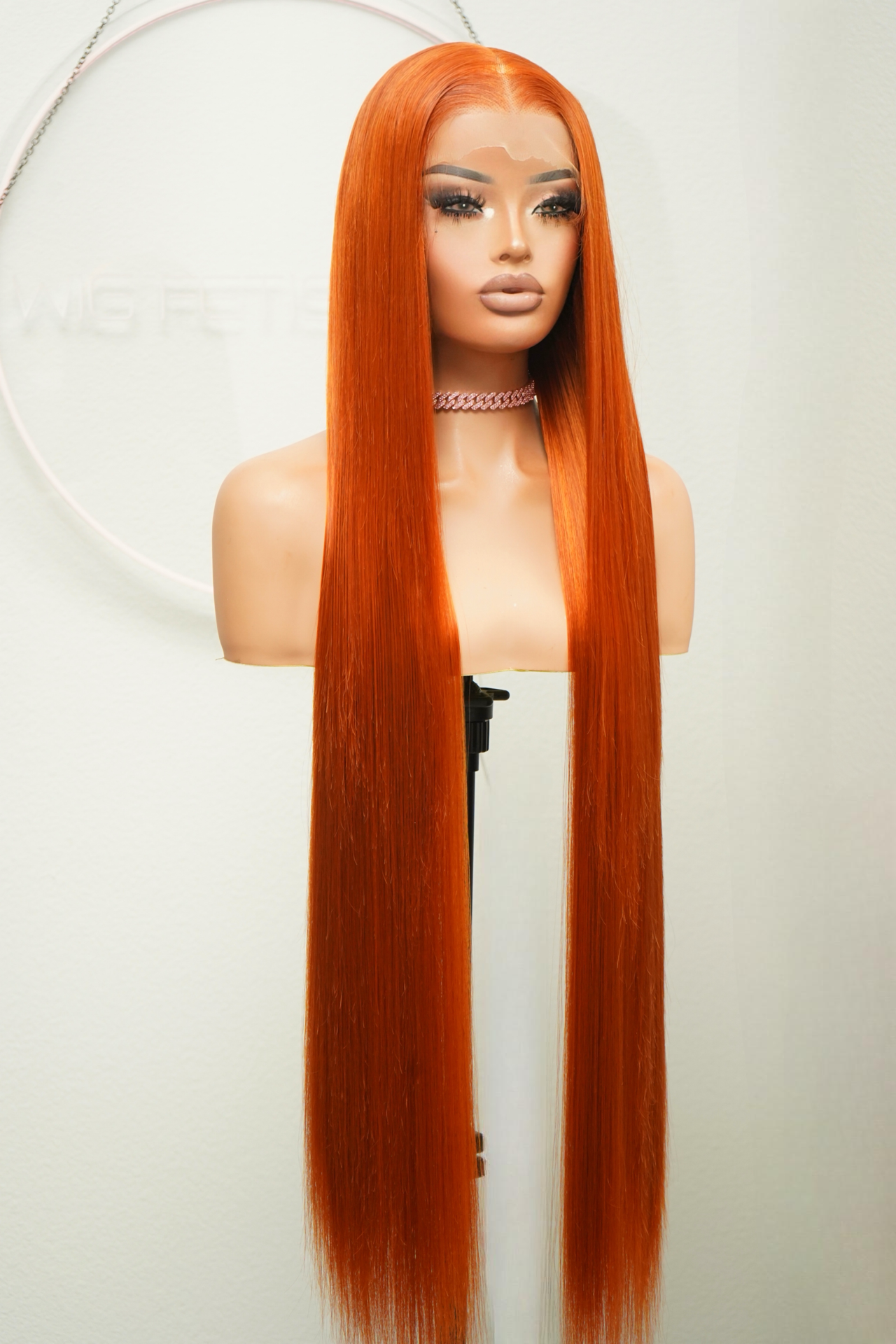 ORANGE 13x6 40-Inch Lace Frontal Premium Fiber Blend Wig - Heat-Resistant, Luxury Long Wig for Glamorous Styling