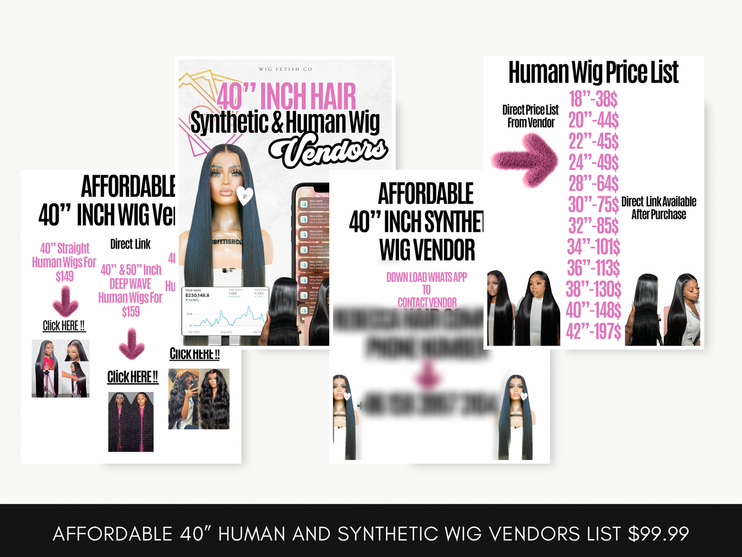 Ultimate Luxury 40” Inch Human & Synthetic Wigs Vendor List