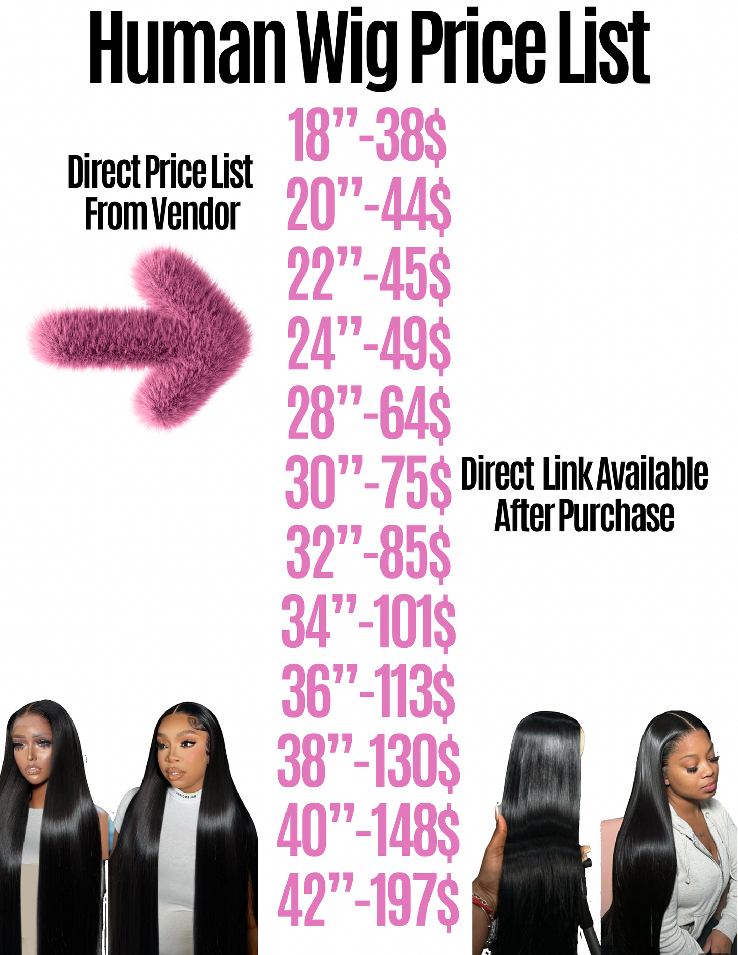 Ultimate Luxury 40” Inch Human & Synthetic Wigs Vendor List