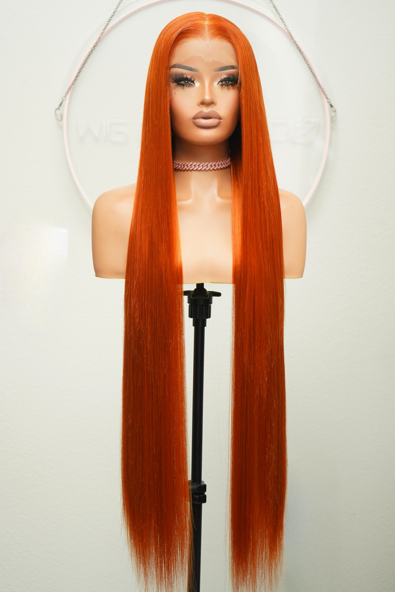 ORANGE 13x6 40-Inch Lace Frontal Premium Fiber Blend Wig - Heat-Resistant, Luxury Long Wig for Glamorous Styling