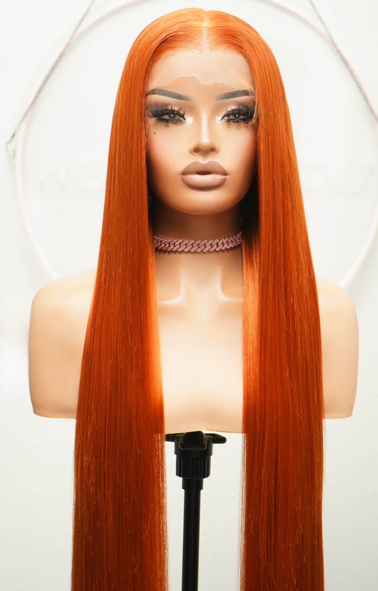 ORANGE 13x6 40-Inch Lace Frontal Premium Fiber Blend Wig - Heat-Resistant, Luxury Long Wig for Glamorous Styling
