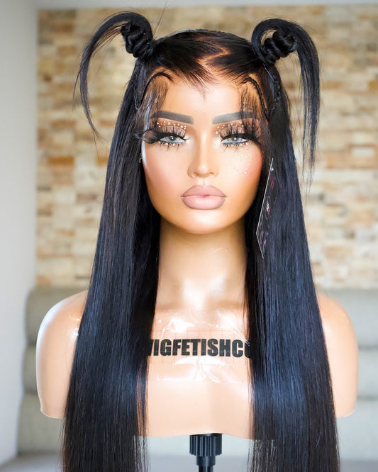 Straight Pre Braided Lace Front Wigs Ready To Go Wigs With Invisible HD lace 100% Human Hair 24 INCH (preorder)