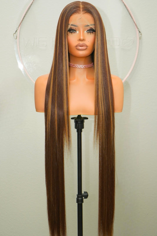 #4/27 HIGH LIGHT 13x6 40-Inch Lace Frontal Premium Fiber Blend Wig - Heat-Resistant, Luxury Long Wig for Glamorous Styling