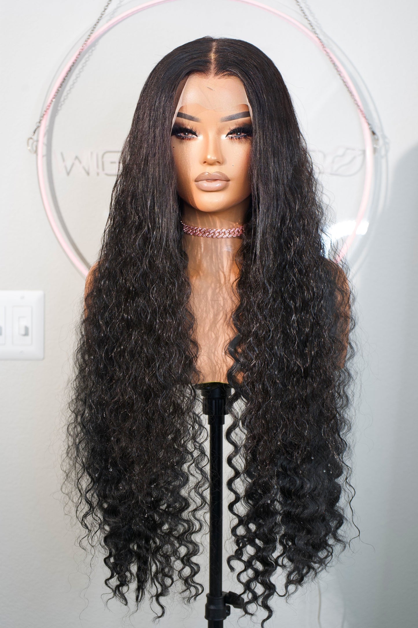 Lux Human Premium Blend 2.0 Black Deep wave 34” 13x6 Lace Frontal Wig
