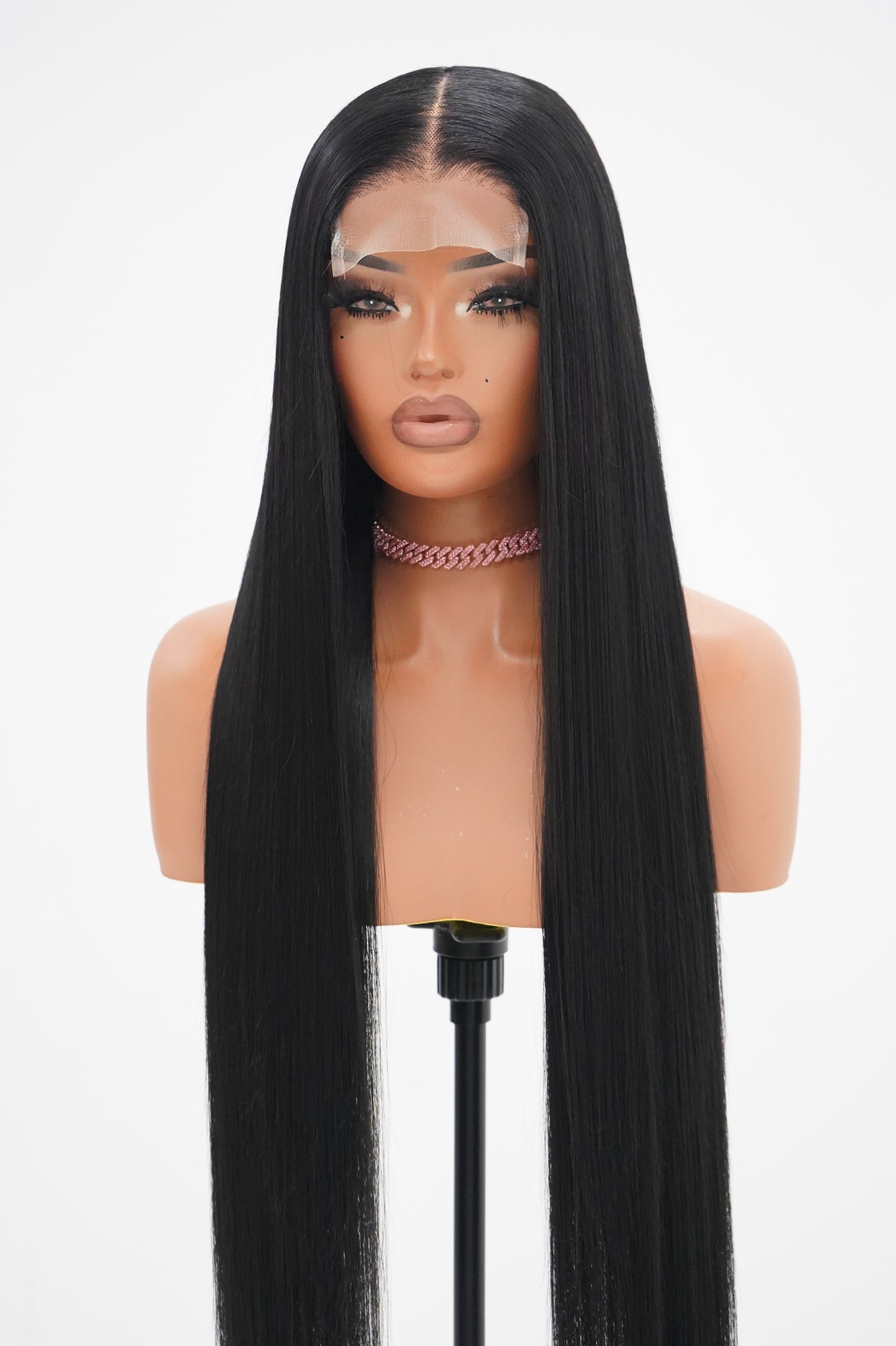 BLACK 4x4 GLUELESS CLOSURE WIG 38-Inch Long High Quality Blend Wig - Heat-Resistant, Luxury Long Wig for Glamorous Styling