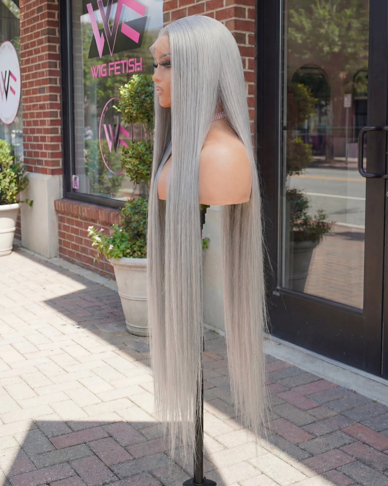 ICY GRAY 13x6 40-Inch Lace Frontal Premium Fiber Blend Wig - Heat-Resistant, Luxury Long Wig for Glamorous Styling