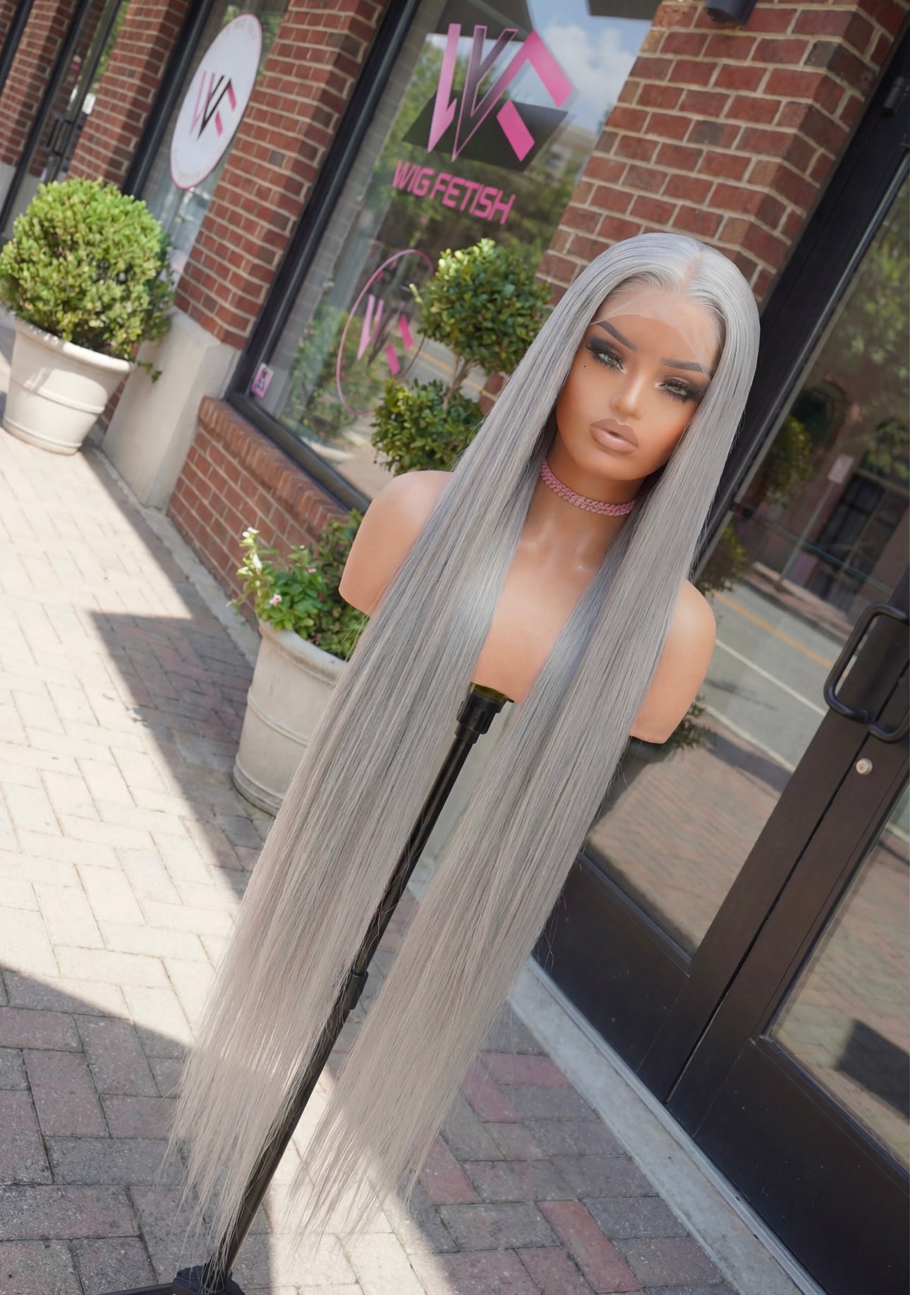 ICY GRAY 13x6 40-Inch Lace Frontal Premium Fiber Blend Wig - Heat-Resistant, Luxury Long Wig for Glamorous Styling
