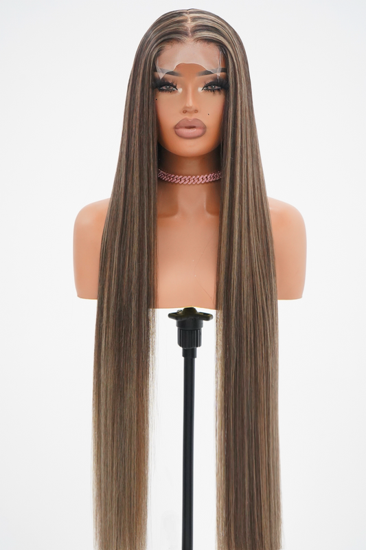 HIGH LIGHT SP4 4x4 GLUELESS CLOSURE WIG 38-Inch Long High Quality Blend Wig - Heat-Resistant, Luxury Long Wig for Glamorous Styling