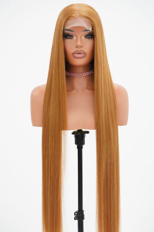 HONEY BLONDE HL 4x4 GLUELESS CLOSURE WIG 38-Inch Long High Quality Blend Wig - Heat-Resistant, Luxury Long Wig for Glamorous Styling