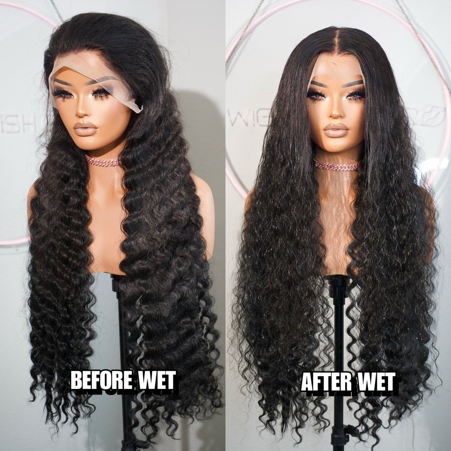 Lux Human Premium Blend 2.0 Black Deep wave 34” 13x6 Lace Frontal Wig