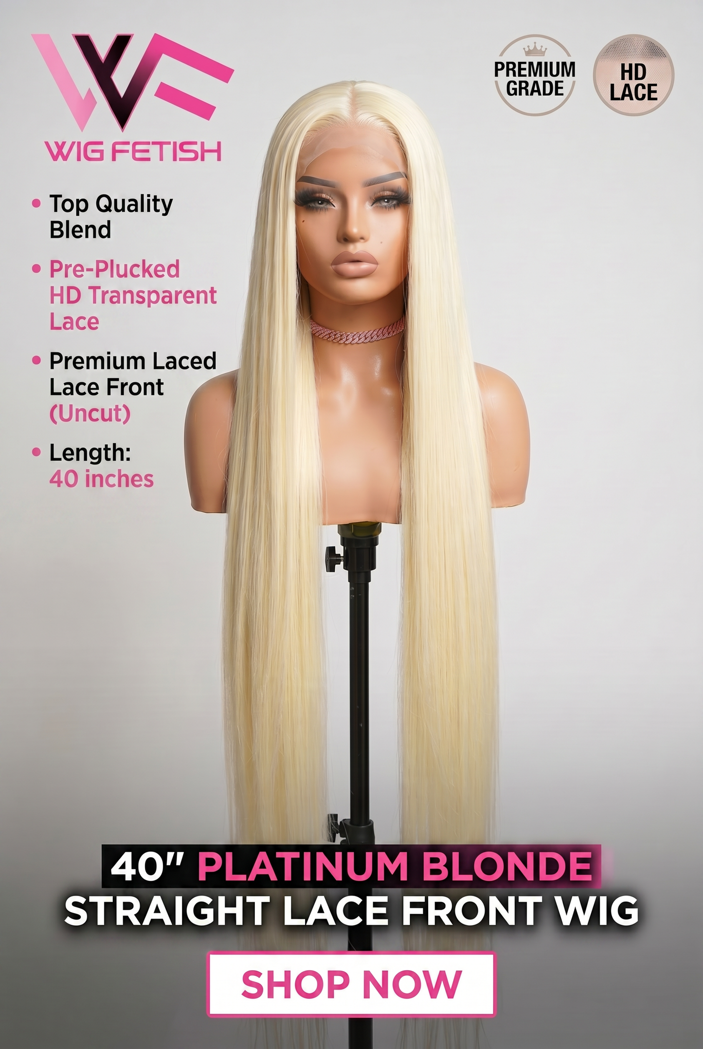 613 BLONDE 13x4 40-Inch Lace Frontal Premium Fiber Blend Wig - Heat-Resistant, Luxury Long Wig for Glamorous Styling