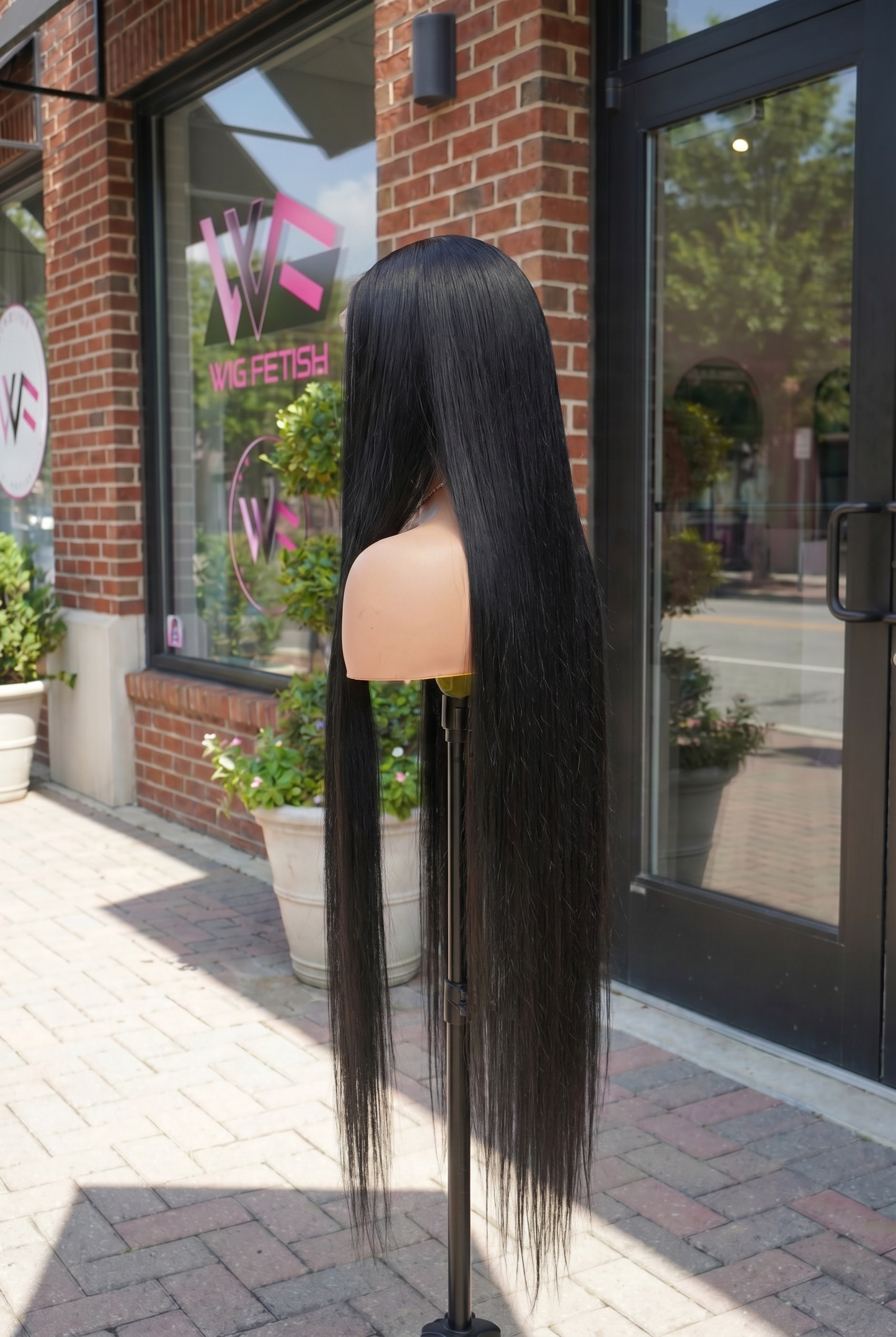 BLACK 13x6 40-Inch Lace Frontal Human Fiber Blend Wig - Heat-Resistant, Luxury Long Wig for Glamorous Styling READY TO SHIP
