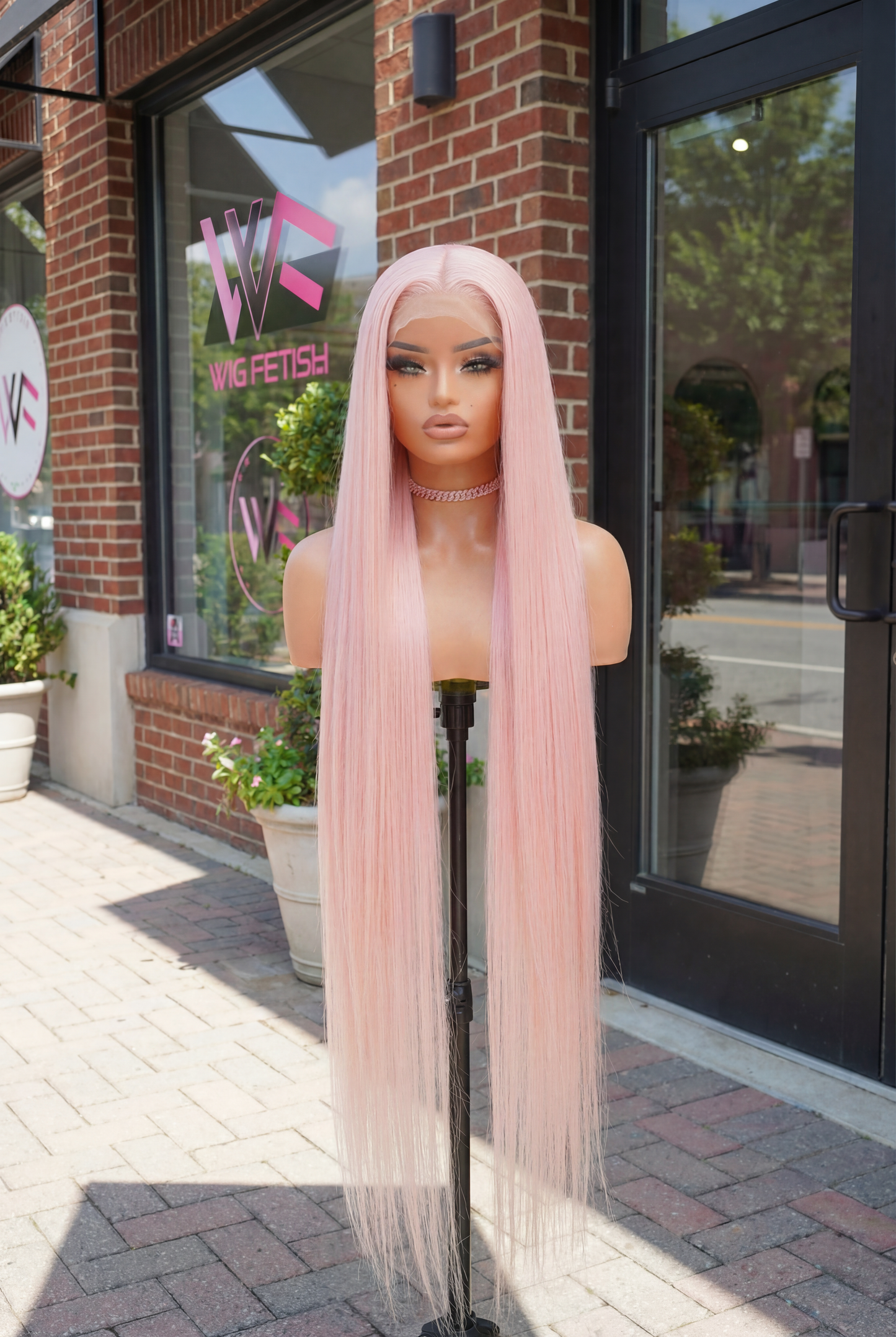 PINK 13x4 40-Inch Lace Frontal Premium Fiber Blend Wig - Heat-Resistant, Luxury Long Wig for Glamorous Styling