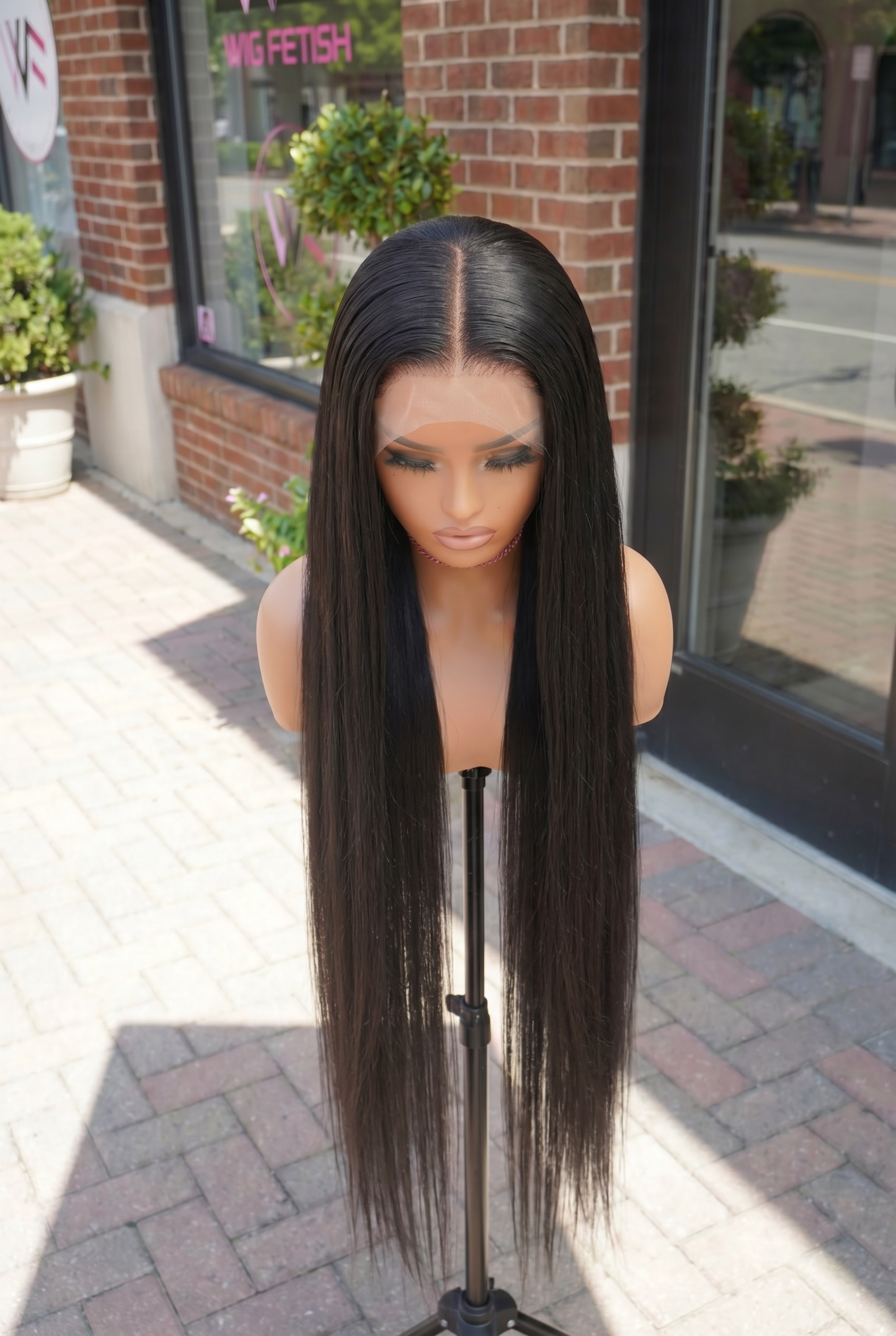 BLACK 13x6 40-Inch Lace Frontal Human Fiber Blend Wig - Heat-Resistant, Luxury Long Wig for Glamorous Styling READY TO SHIP