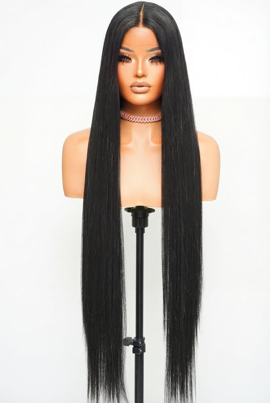 Glueless T-Part Closure Transparent HD Lace
38” Inch Premium Synthetic Fiber Wig Heat-Resistant, Luxury Long Wig for Glamorous Styling