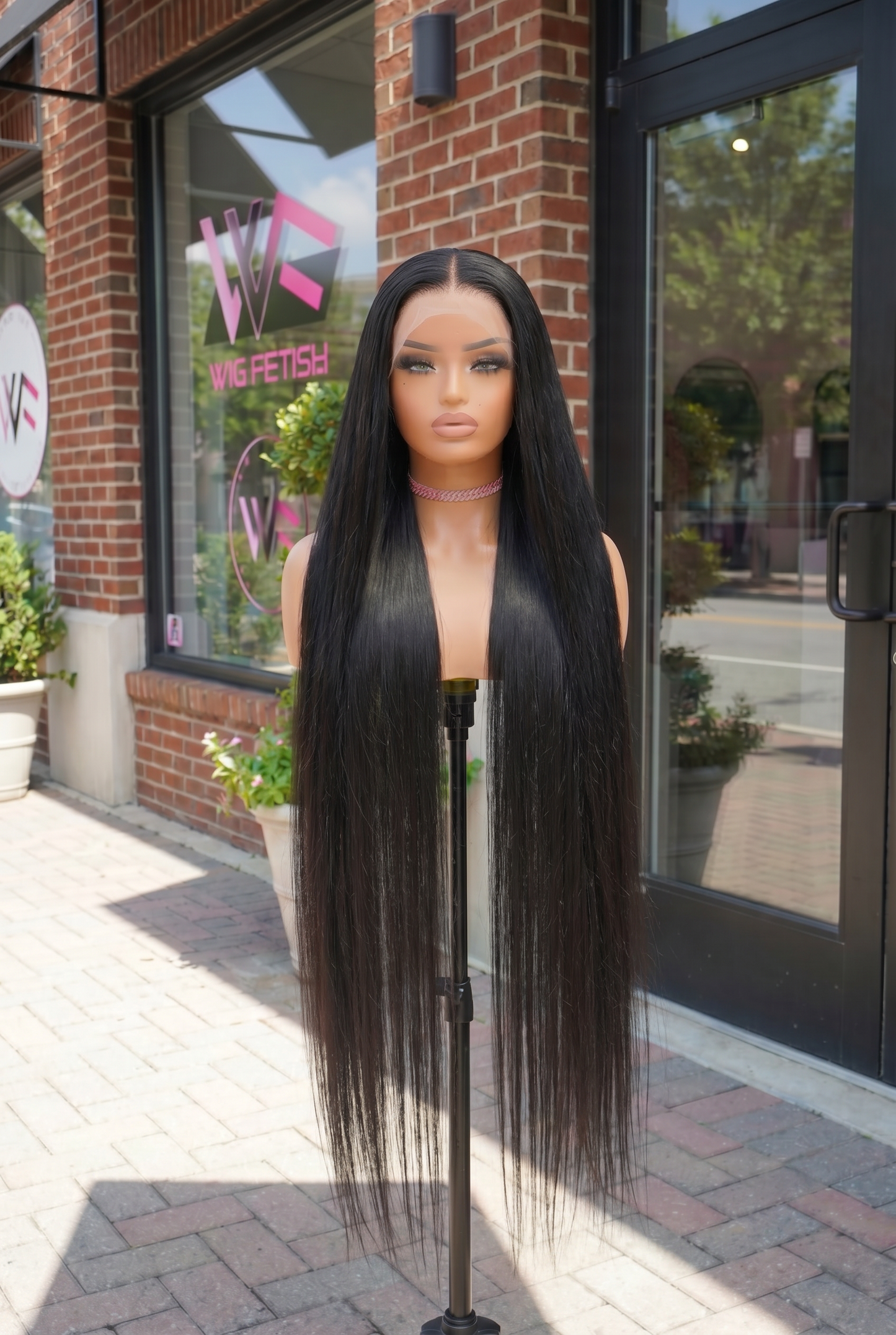 BLACK 13x6 40-Inch Lace Frontal Human Fiber Blend Wig - Heat-Resistant, Luxury Long Wig for Glamorous Styling READY TO SHIP
